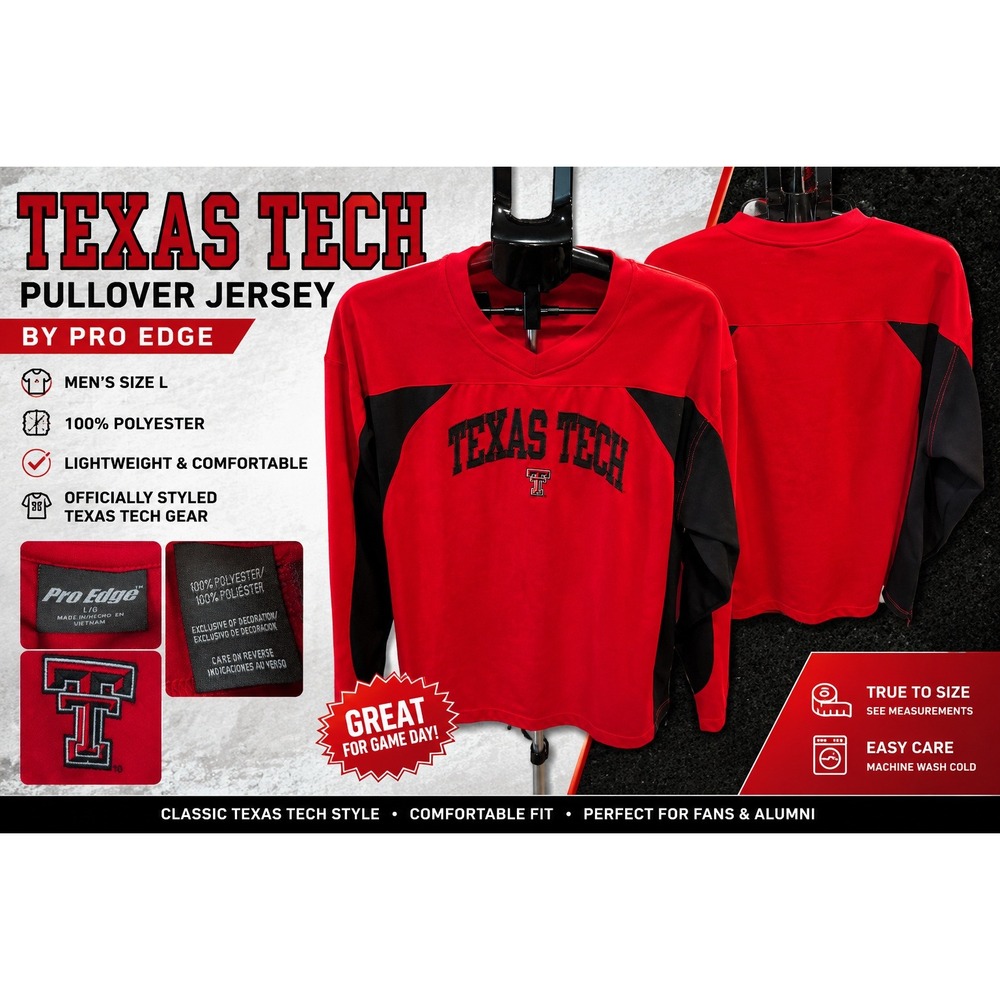 Pro Edge Texas Tech Red Raiders Long Sleeve Shirt Red Black Large NCAA RN104648
